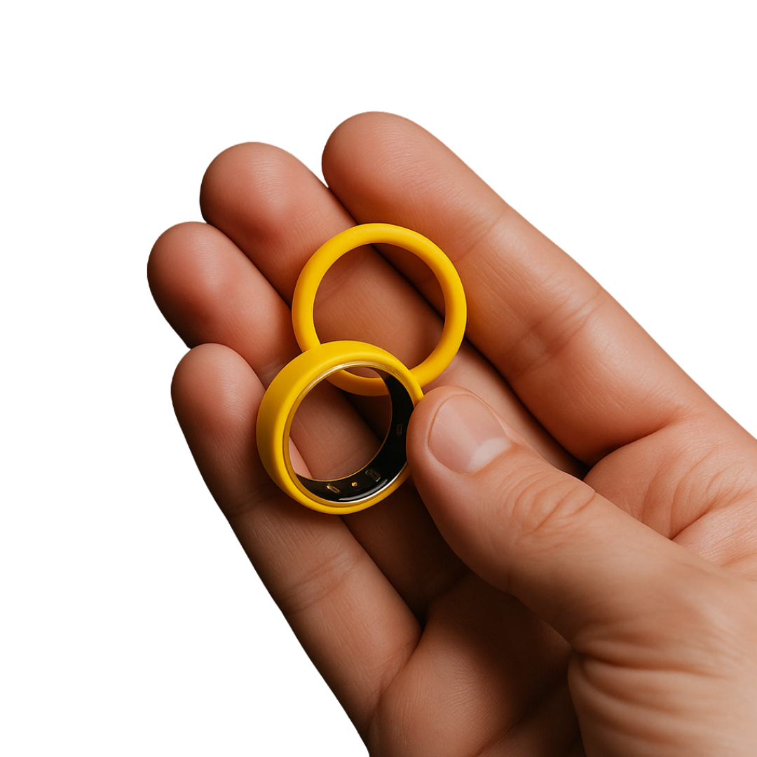Two PayBe payment rings in hand